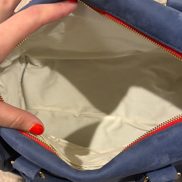 Clare V Blue Crossbody Bag with Red Zipper - Picture 6 of 9